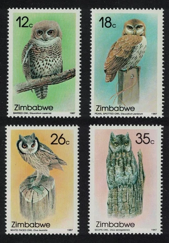 Zimbabwe Owls 4v 1987 MNH SG#710-713 CV£11.50 Cover