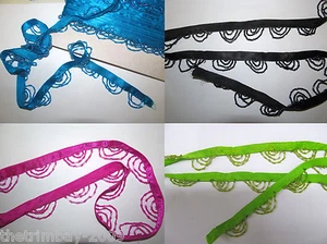 Turquoise Pink Cerise Lime Black Glass Bead Trimming Braid - Picture 1 of 5