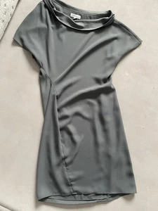 Reiss Lira Asymmetric Shoulder Mini Dress In Green - Size 12 Formal - Picture 1 of 7