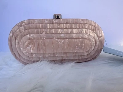 Antonio Melani Pink Acrylic Clutch Crossbody Purse Wedding Evening Bag - Image 1 of 4