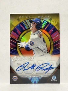 Bowman Chrome Class of Auto Gold Refractor 2019/50 Brett Baty #C19A-BB en tarjeta - Imagen 1 de 2