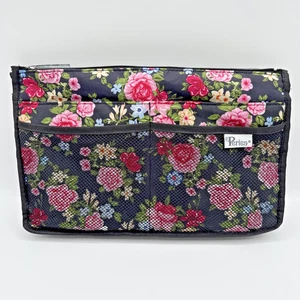 Cartera Organizadora Chelsy Inserto con Asas y 13 Bolsillos Negro Floral VER FOTO - Imagen 1 de 10