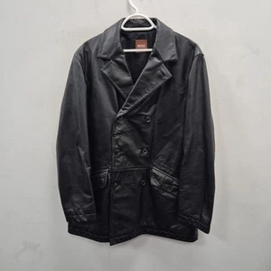 Giacca cappotto doppiopetto Hugo Boss Jame pelle bovina taglia EU 48 Large - Foto 1 di 8