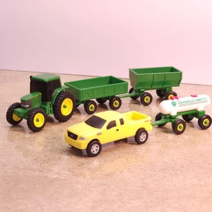 Ertl John Deere Die Cast Lot Of 5 Pieces Tractor Pick-Up Truck Fx4 Trailers Farm - Picture 1 of 8