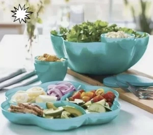 Tupperware Chip`N Dip Set Partyschüssel Blume mit Dip-Schalen NEU & OVP - Bild 1 von 6