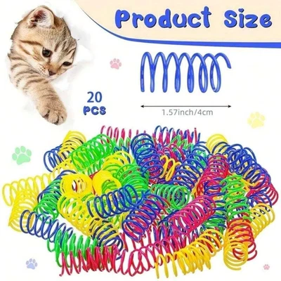 20 Pack Cat Spring Toys for Indoor Cats, Colorful & Durable Plastic Spring Coils - Image 1 of 4