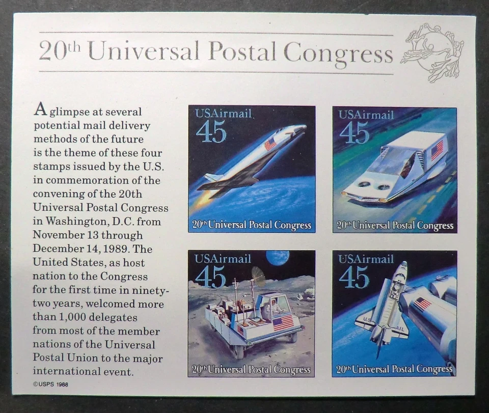 C126 MNH 1989 45c Hypersonic Airliner Hovercar Space Shuttle Moon Rover souvenir - Image 1 of 1