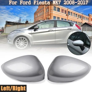 Fits 2011~17 Ford Fiesta LH+RH Door Side Rearview Mirror Cover Caps Trim Silver - Picture 1 of 7