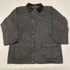 Vintage Wax Jacket Mens XL Green Hunting Shooting Riding Outdoor Coat England - Picture 1 of 14