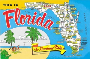 Vintage Florida Chrome Postcard The Sunshine State Map This Is - Picture 1 of 2
