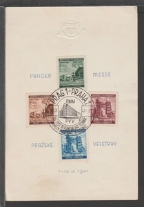 ✔️ ALEMANIA 3. Reich Segunda Guerra Mundial RARO Hoja Conmemorativa OCUPADA Bohemia y Moravia - Imagen 1 de 1