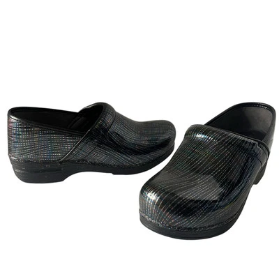 Zapatos zuecos profesionales para mujer DANSKO talla 42 negros plateados a rayas cómodos enfermera Foto 1 de 4