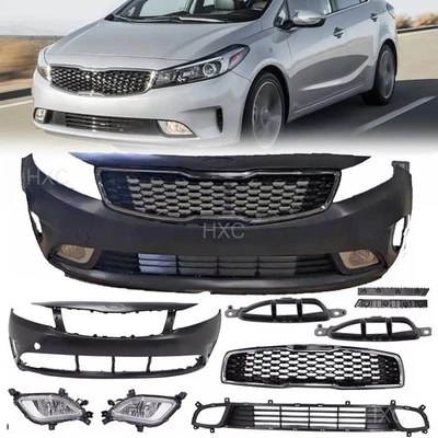 NEW Front Bumper Cover Grille Kit w/ Fog Lights For 2017 2018 Kia Forte USA — 第 1/4 张图片