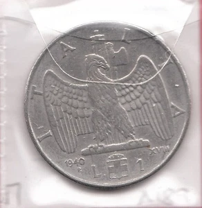 A189: Münze Coin Vittorio Emanuele III - 1 Lira Empire 1940 XVIII Magnetica - Bild 1 von 1