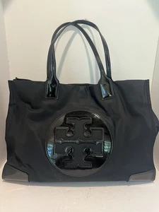Bolso de Mano Tory Burch Ella Grande Negro Nylon Bolso de Hombro con Logo de Patente - Imagen 1 de 16