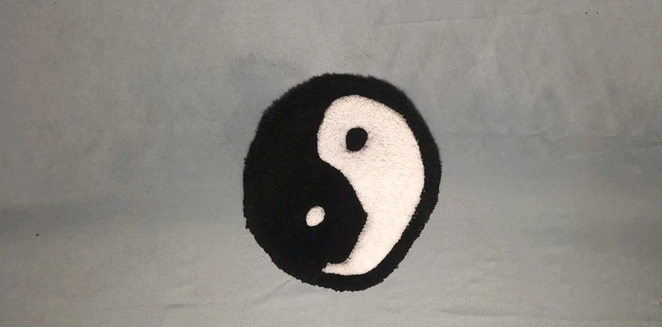 Handmade Tufted Ying Yang Area Rug 11x12 In - Image 1 of 3
