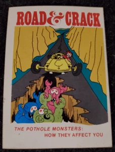 Vintage 1973 CRAZY MAGAZINE COVERS: ROAD & CRACK / Fleer Sticker Card - Picture 1 of 2