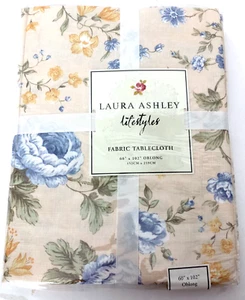 FABRIKVERSIEGELT LAURA ASHLEY LIFESTYLES BLUMEN STOFF TISCHDECKE LÄNGLICH 60"X102" - Bild 1 von 6