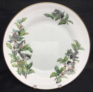 Boehm 10 7/8" Chickadee & Holly Dinner Plate England - Picture 1 of 3