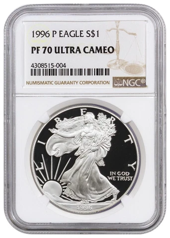 1996-P American Proof Silver Eagle One Dollar Coin NGC PF70 Ultra Cameo Cover