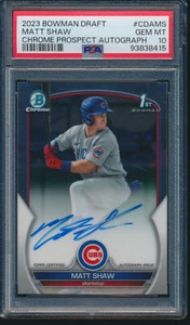 PSA 10 MATT SHAW AUTO 1st 2023 Bowman Chrome Draft Autograph CUBS RC GEM MINT - Picture 1 of 4