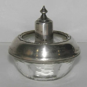 Encendedor de mesa vintage AMSTON PLATA ESTERLINA Y VIDRIO  - Imagen 1 de 3