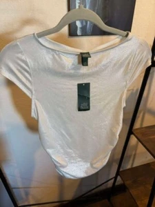 Womens Cap Sleeve Ruched Side Seam T-Shirt - Wild Fable™ White Shine XS - Picture 1 of 3