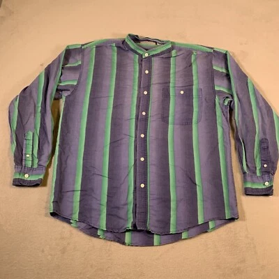 Camisa De Colección Bugle Boy Company Para Hombres Grande Azul Verde Rayas Abotonada LS Adulto U61 Foto 1 de 4