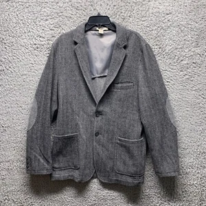 Carbon2Cobalt Herringbone Elbow Patch Blazer Grey Size L Men’s Casual Wool - Foto 1 di 7