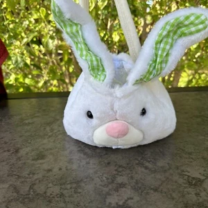 Cottontail Lane Easter Basket White Bunny Plush Soft Fur Stuffed Animal Toy Gift - Picture 1 of 12