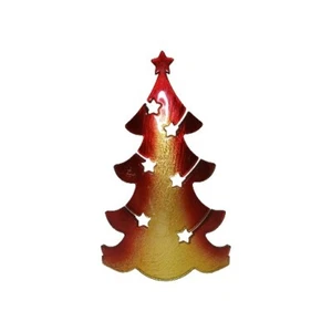 I Vetri Di Nennella Christmas Tree Italian Ruby Red & Gold 11 Inch Art Glass - Picture 1 of 6