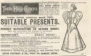 1894 Full Dress Lengths For 3 Half Crowns Lutas Leathley & Co Armley Leeds - Picture 1 of 1