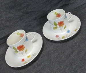 Mikasa Bone China Just Flowers Cups And Saucers A4-182 Lot Of 2 - Picture 1 of 11