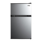US Stock-3.2 Cu ft Two Door Mini Fridge with Freezer, Stainless Steel, E-Star