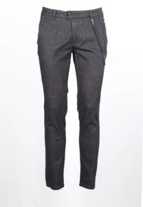 PANTALONE MARKUP CHINOS STRETCH NERO EFFETTO DENIM DIAGONALE CON ACCESSORIO - Bild 1 von 6