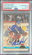 Mike Richter auto card 1991 Topps Stadium Club #92 PSA Encapsulated NY Rangers