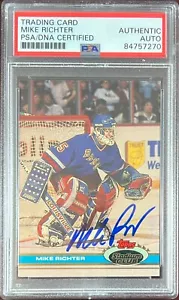 Mike Richter auto card 1991 Topps Stadium Club #92 PSA Encapsulated NY Rangers - Picture 1 of 3