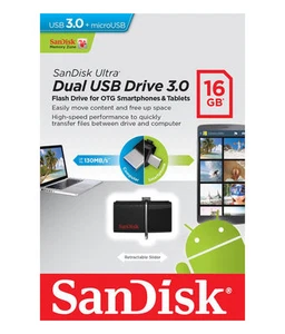 SanDisk 16GB OTG Dual Ultra USB 3.0 Micro Flash Thumb Drive Memory SDDD2-016G - Picture 1 of 3