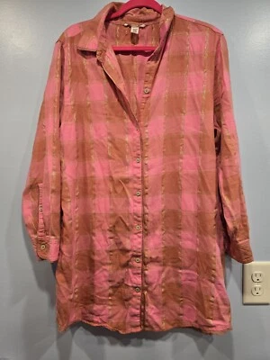 Pijama Victoria Secret Dormir Talla Grande Rosa Franela a Cuadros Manga Larga Foto 1 de 4