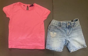 Girl's Joules & Old Navy Outfit sz 5 - Pink Star Top w/Ballerina Jeans - Picture 1 of 8