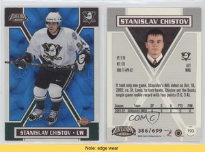 2002-03 Pacific Exclusive Blue /699 Stanislav Chistov #193 Rookie RC