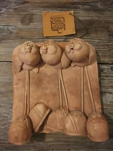 Vintage Kersten Brothers Signed 1973 Terra Cotta Wall Hanging Birds 6.5" x 6" - Picture 1 of 12