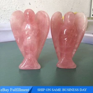 Natural Rose Quartz Crystal Carved Angel Guardian Healing Stone Fairy Immortal - Picture 1 of 16