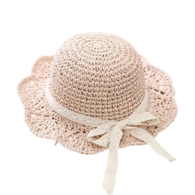 Parasol para niños Sombrero de paja Encaje Bebé Niña Gorra Plegable Protector solar Gorra de playa Foto 1 de 4