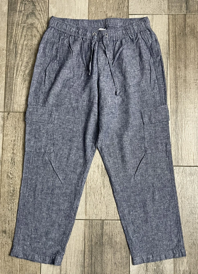 Pantalones Cortos Calvin Klein Mujer Mezcla de Lino Calce Relajado Talla 10 Medianos Gris Bolsillos Foto 1 de 4