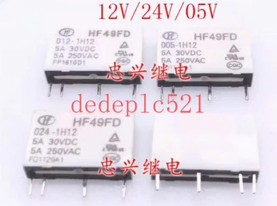 5 PCS NEW HF HF49FD 005-1H12 Power Electromagnetic Relay - Image 1 of 4