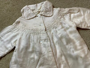 Antique Victorian Edwardian Baby Christening Baptismal Silk Jacket Ivory Coat - Picture 1 of 11