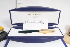 Waterman Edson Rollerball Pen Emerald Green 23K Gold Plated Trim And Clip - Picture 1 of 13