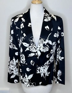 Escada for Saks Fifth Avenue geblümt schwarz-weiß Damen Blazer Gr 42 10-12 - Bild 1 von 11
