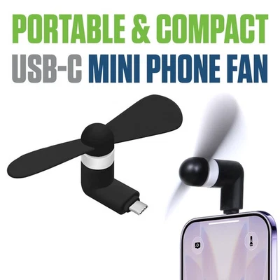 Mini ventilador de telefone USB-C portátil compacto smartphone acessório de refrigeração para telefone - Imagem 1 de 4
